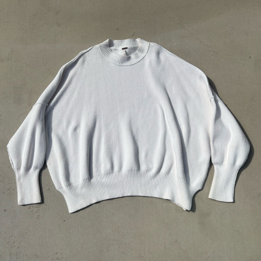Free People White Crew Neck Sweater Size XS